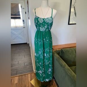 Free People Green Floral Jumpsuit